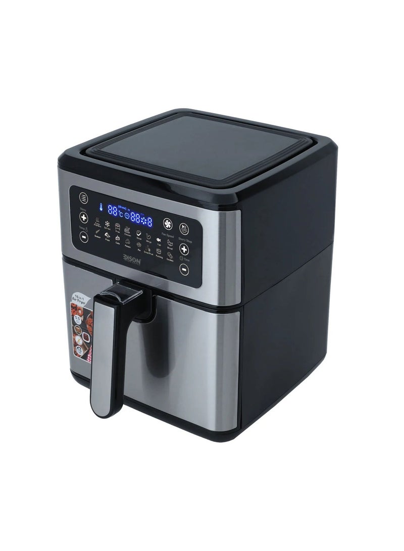 اديسون قلاية هوائية استيل إديسون، 1550-1850 واط، 5.5 لتر، 16 وظيفة، شاشة ديجيتال، KZD55-170F - فضي اسود - Image 3